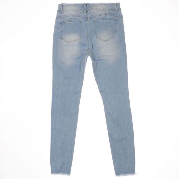Thrill Jeans Juniors Size 5 Skinny High Waist Distressed Blue Stretch 28 x 27 - Picture 2 of 10